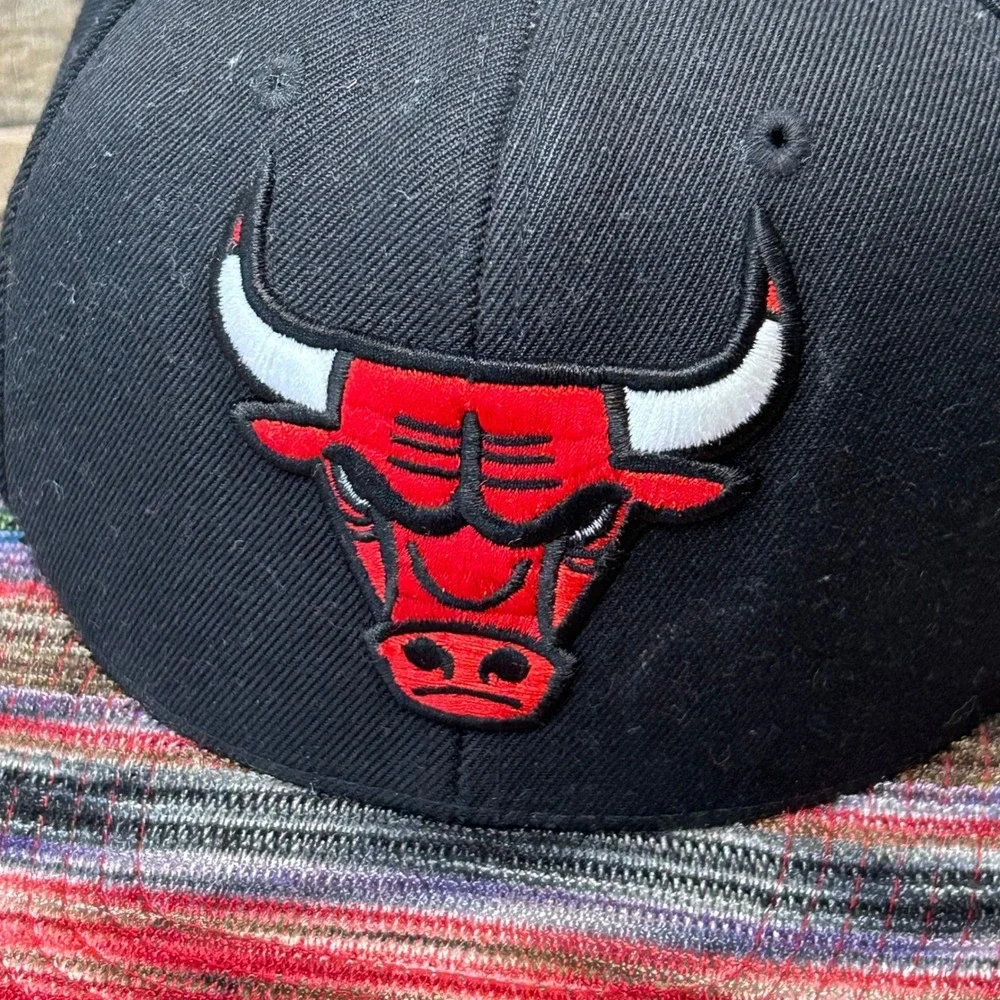 Mitchell & Ness‎ Chicago Bulls Snapback Hat Black Multi Color Baja Stripe Brim